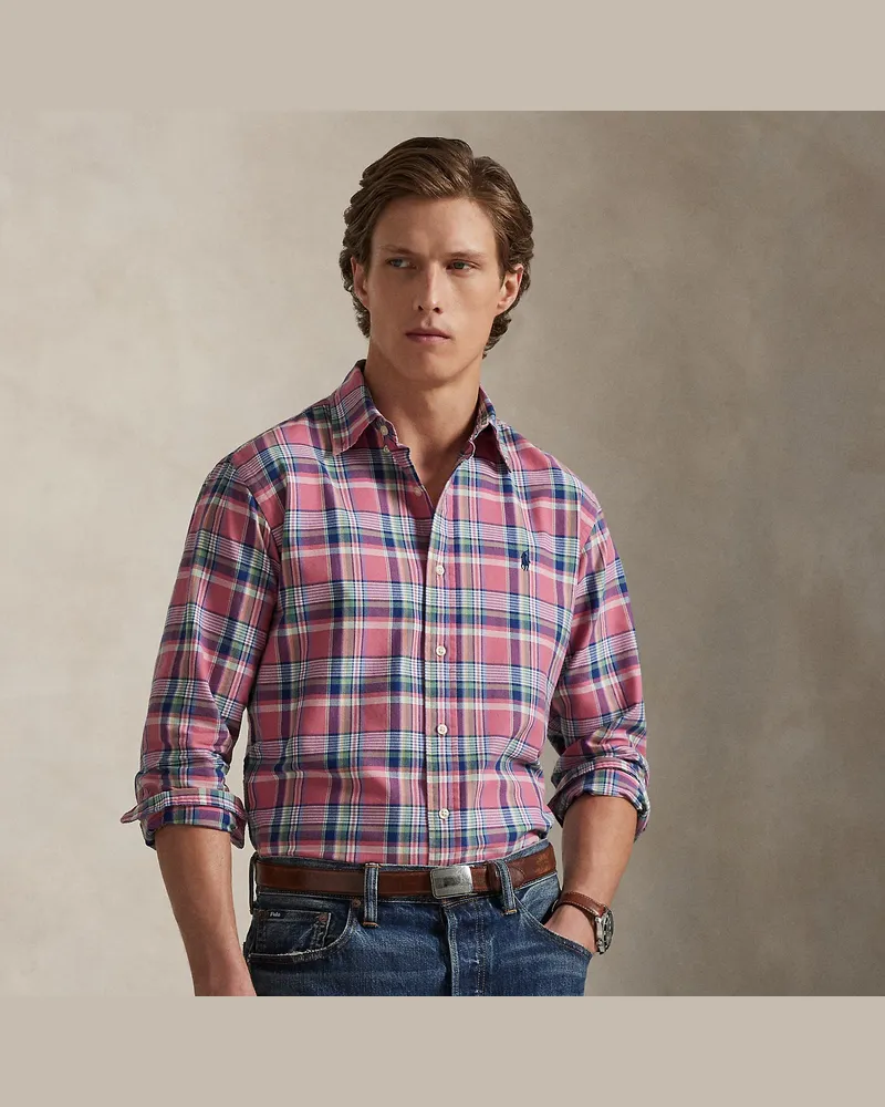 Ralph Lauren Custom-Fit Tattersall-Oxfordhemd Pink