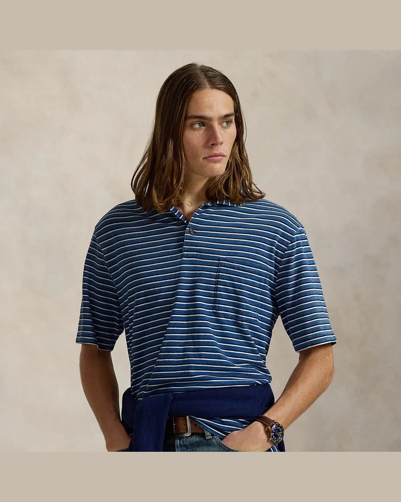 Ralph Lauren Classic-Fit gestreiftes Jersey-Poloshirt Blue