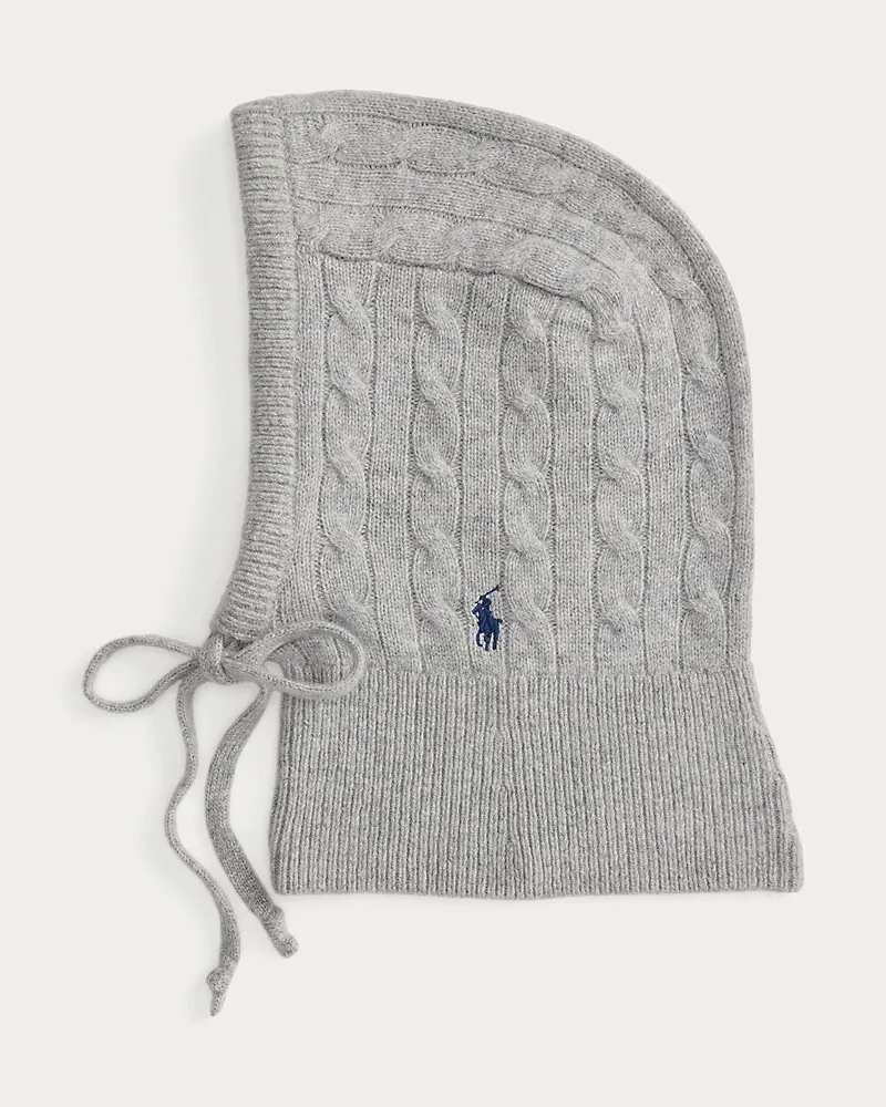 Ralph Lauren Zopfmuster-Kapuzenschal mit Kaschmir Grey
