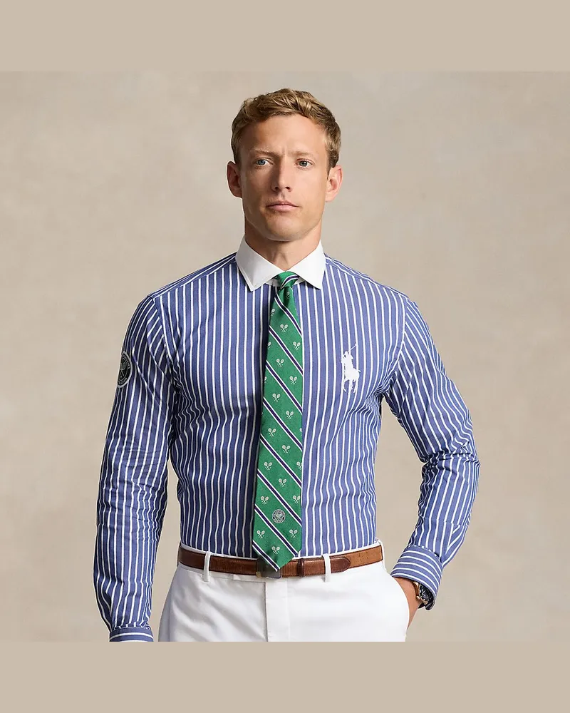 Ralph Lauren Gestreiftes Stretchtwill-Hemd Wimbledon Blue
