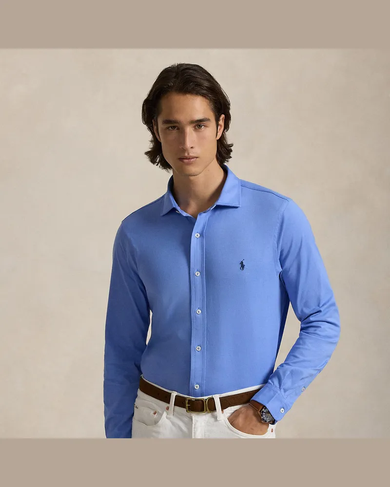 Ralph Lauren Jerseyhemd mit gespreiztem Kragen Blue