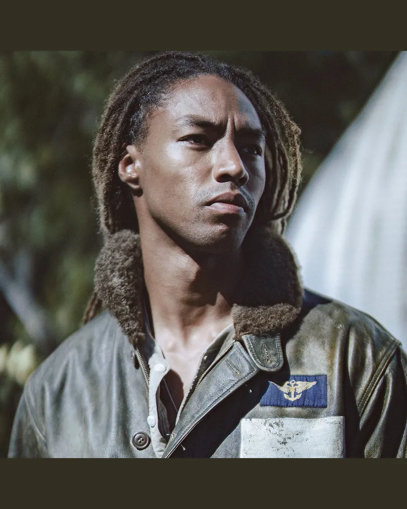 Ralph Lauren Lederjacke mit Lammfellkragen Green