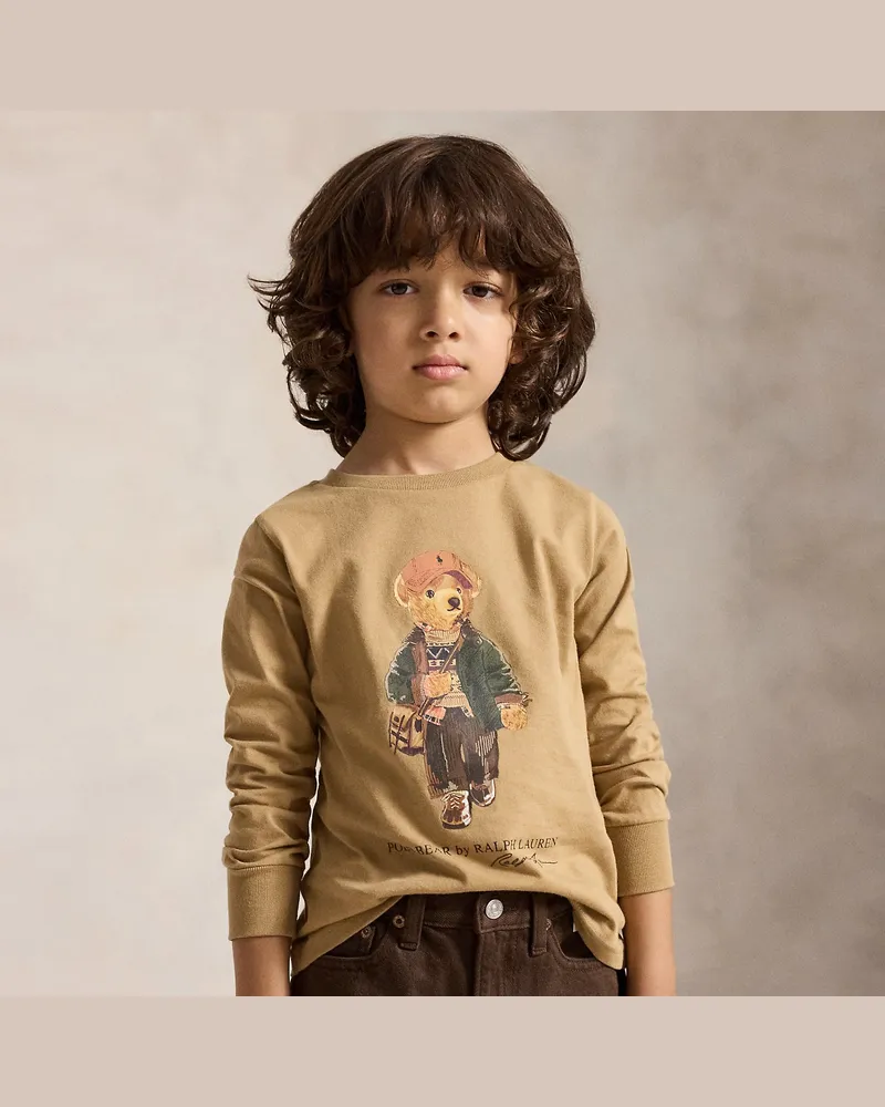 Ralph Lauren Langarm-T-Shirt mit Polo Bear Tan