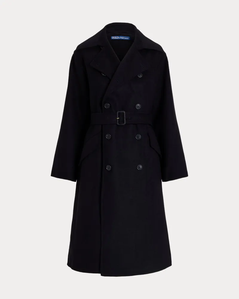 Ralph Lauren Zweireihiger Trenchcoat aus Kaschmir Black