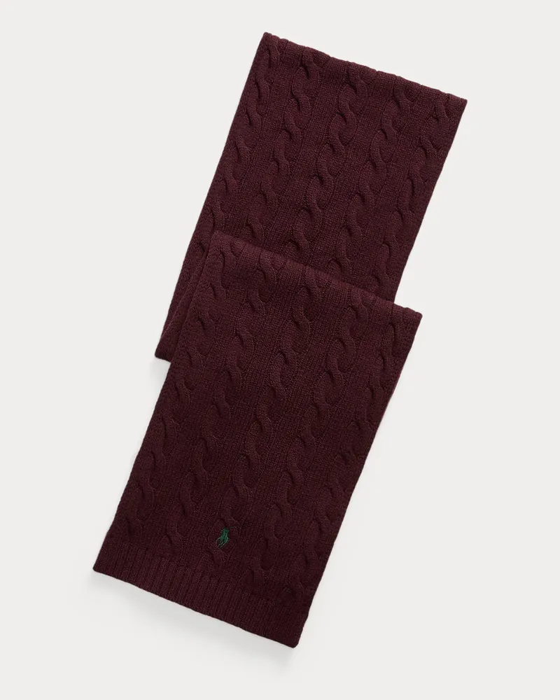 Ralph Lauren Woll-Kaschmirschal mit Zopfmuster Red