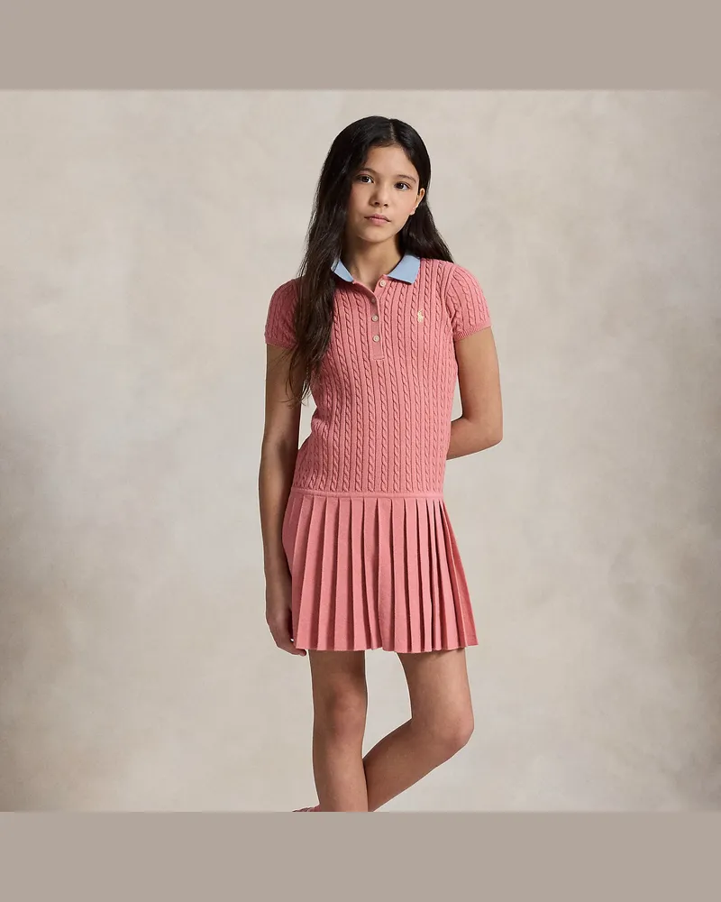 Ralph Lauren Pulloverkleid mit Mini-Zopfmuster Pink