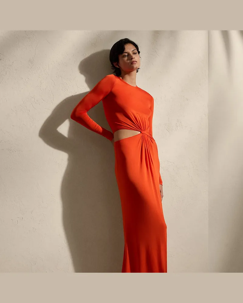 Ralph Lauren Langärmliges Abendkleid mit Twist-Detail Orange