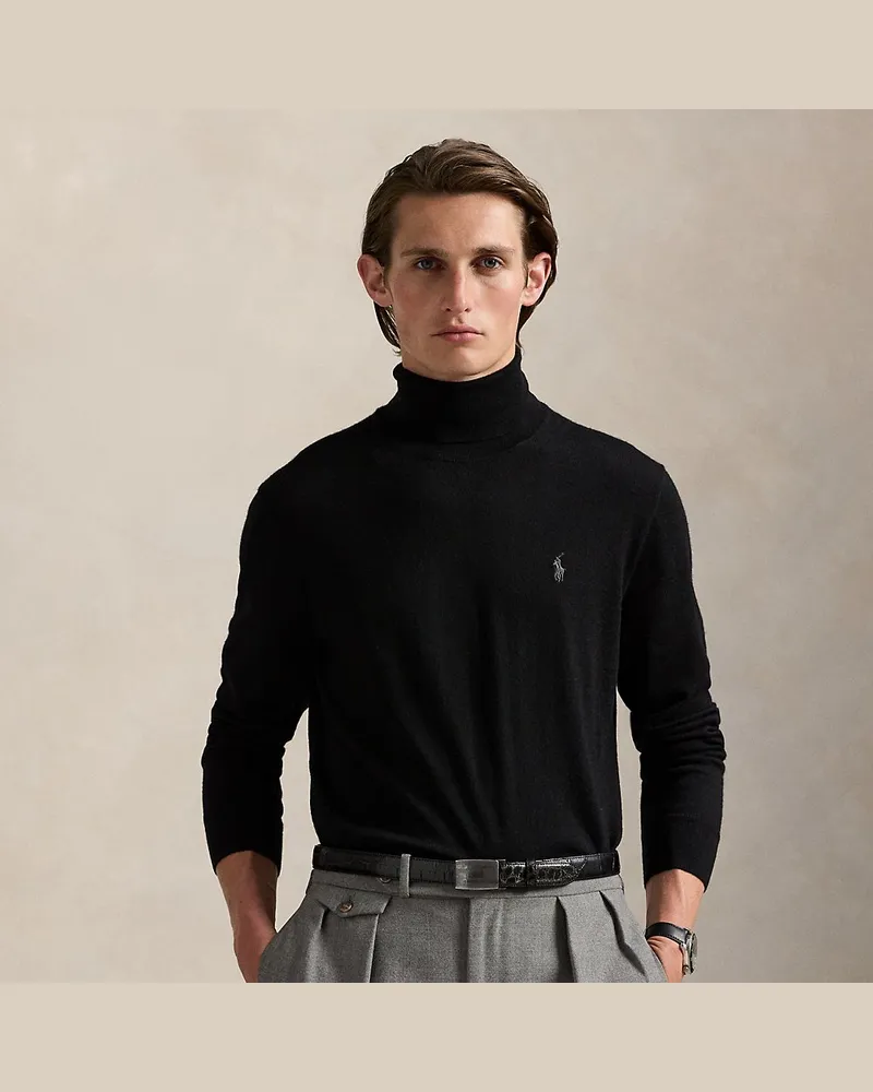 Ralph Lauren Waschbarer Rollkragenpullover aus Wolle Black