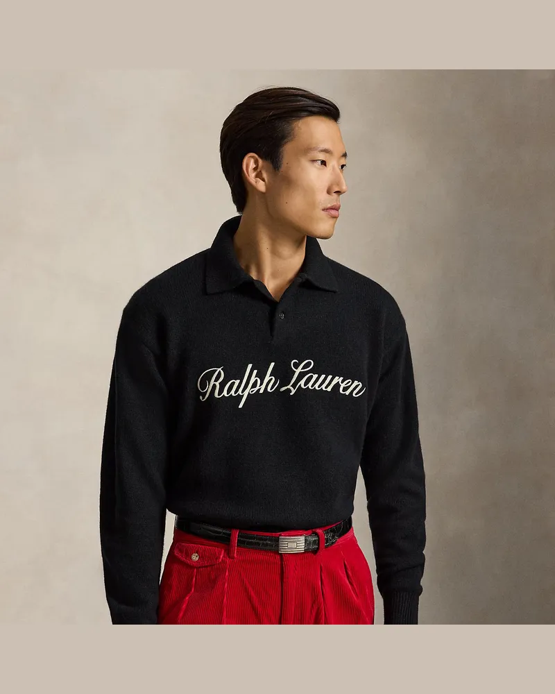 Ralph Lauren Relaxed-Fit Logo-Wollpullover mit Alpaka Black
