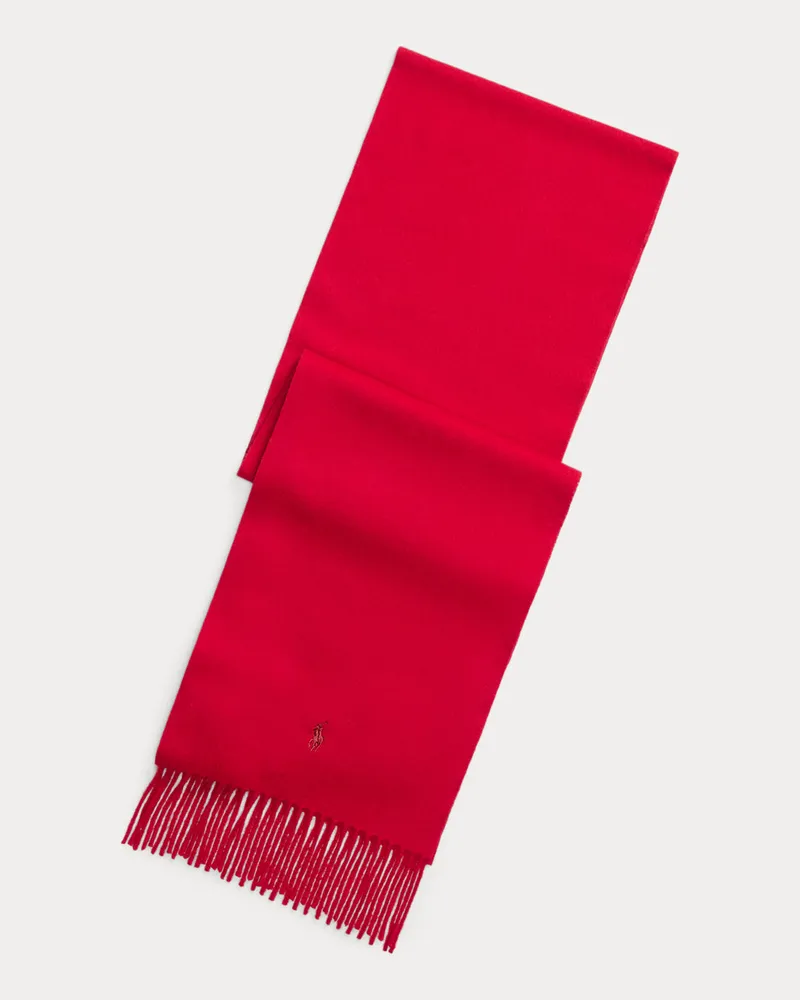 Ralph Lauren Kaschmirschal mit Fransen Red