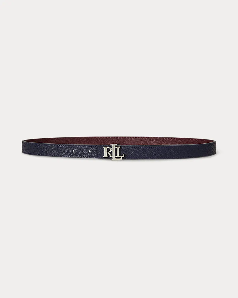 Ralph Lauren Schmaler wendbarer Ledergürtel mit Logo Blue