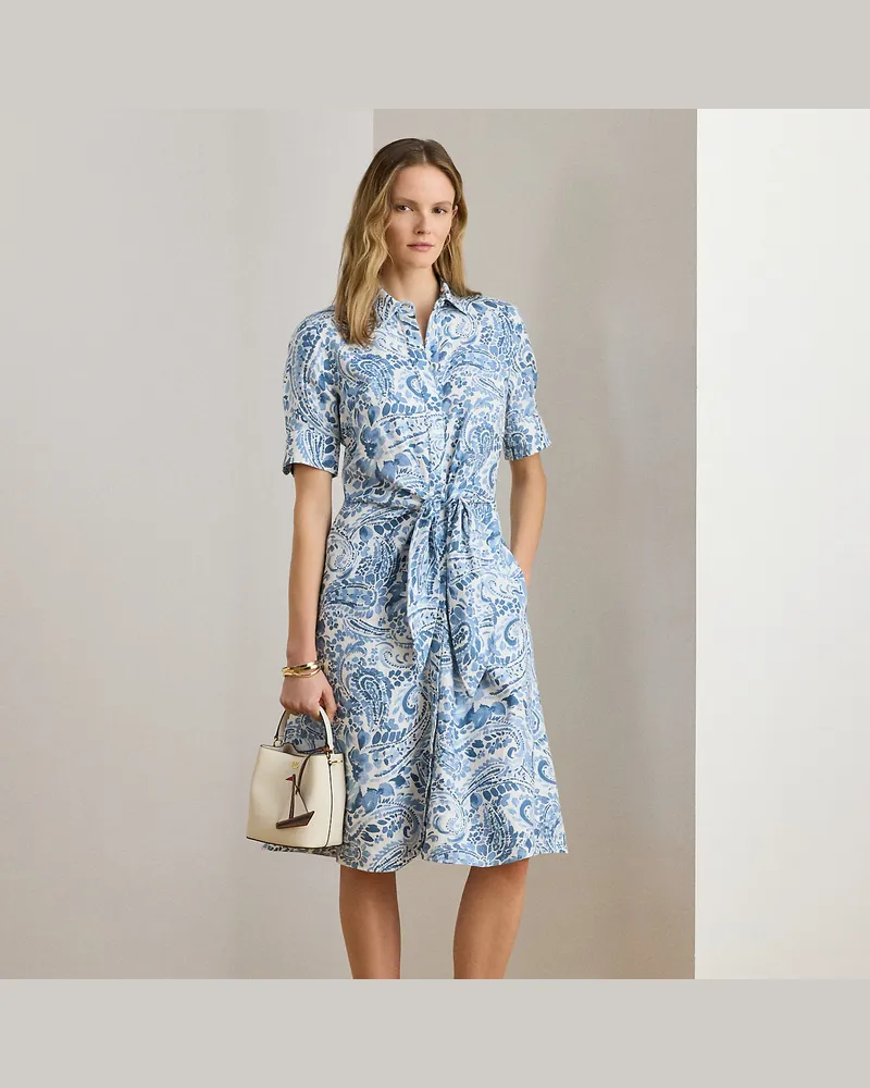 Ralph Lauren Leinen-Hemdkleid mit Paisley-Motiv White