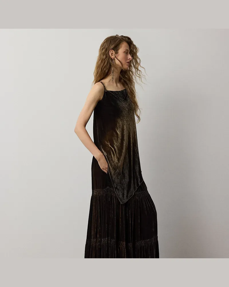 Ralph Lauren Maxirock Janie aus Samt Brown