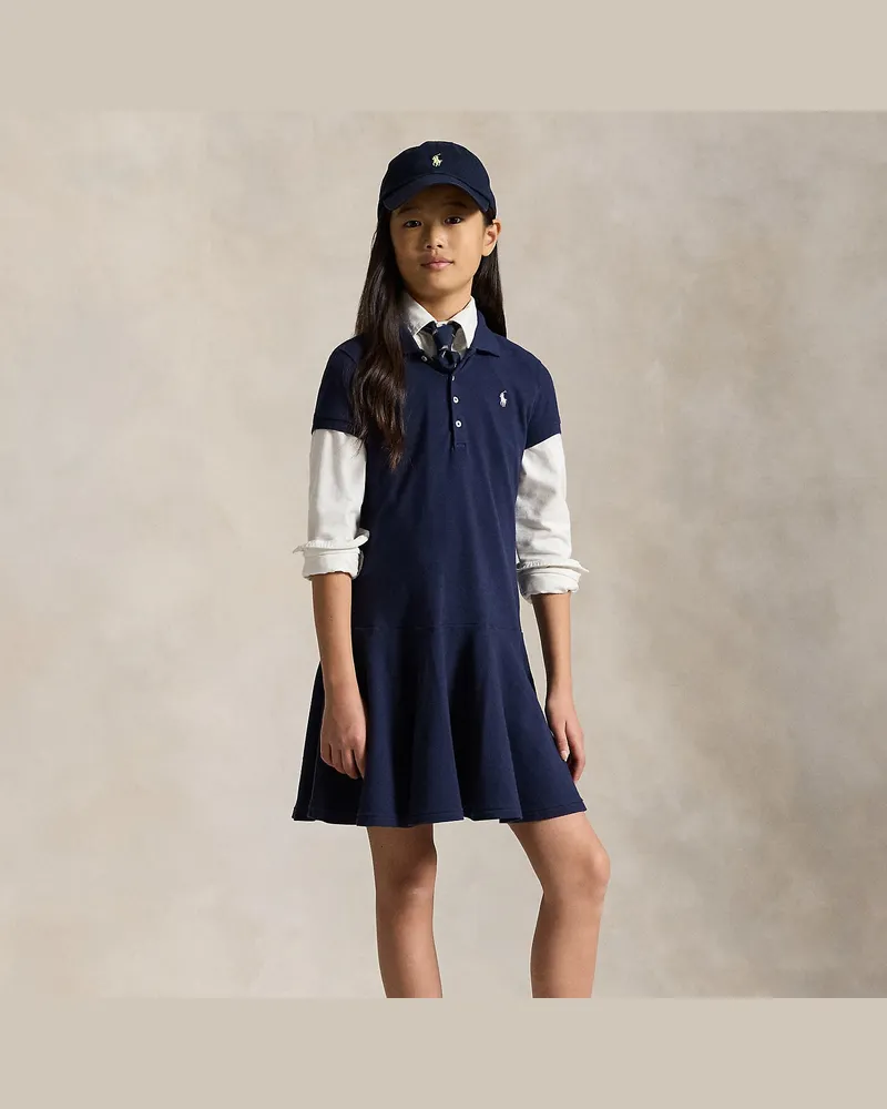 Ralph Lauren Piqué-Polokleid mit Stretch Blue