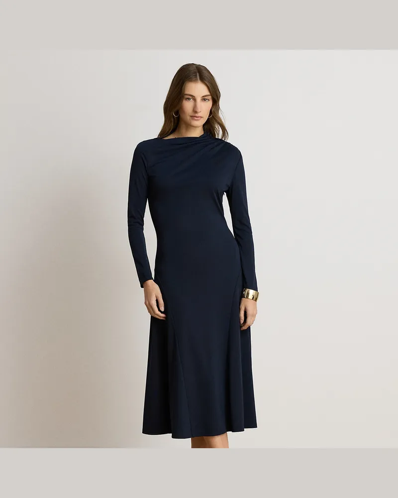 Ralph Lauren Asymmetrisches Stretchjersey-Midikleid Blue