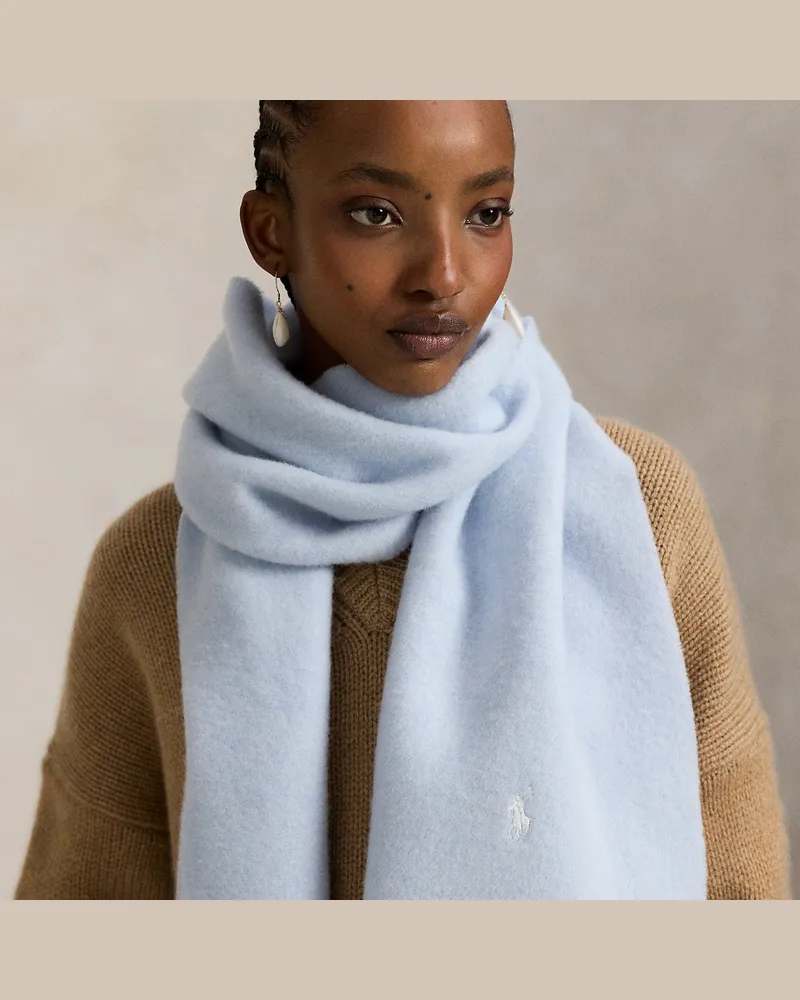 Ralph Lauren Wollschal mit Fransenbesatz Blue