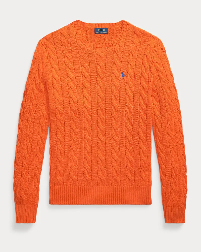 Ralph Lauren Baumwollpullover mit Zopfmuster Orange