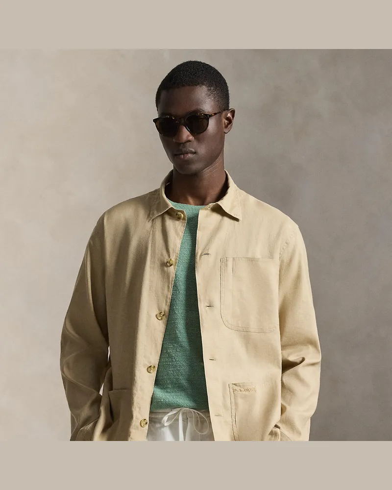 Ralph Lauren Hemdjacke aus Leinen und Baumwolle Tan