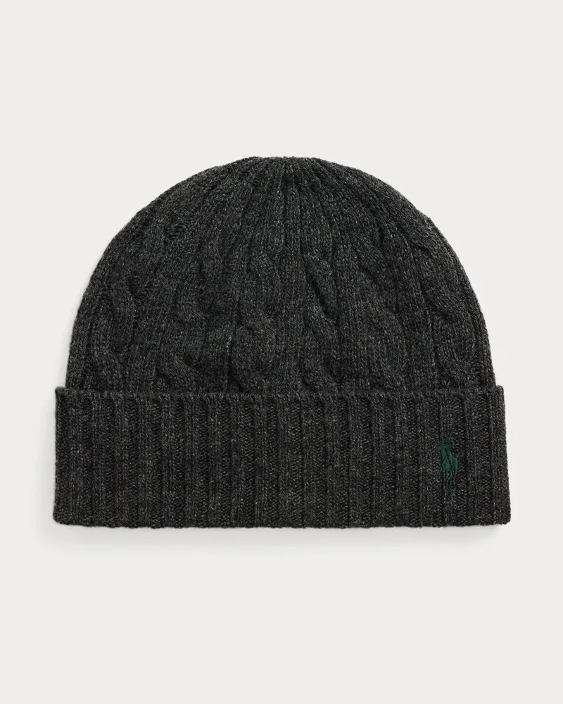 Ralph Lauren Zopfmuster-Mütze mit Wolle Grey