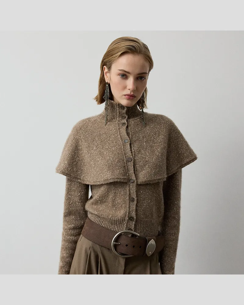 Ralph Lauren Cape-Cardigan aus Donegal-Kaschmir Tan