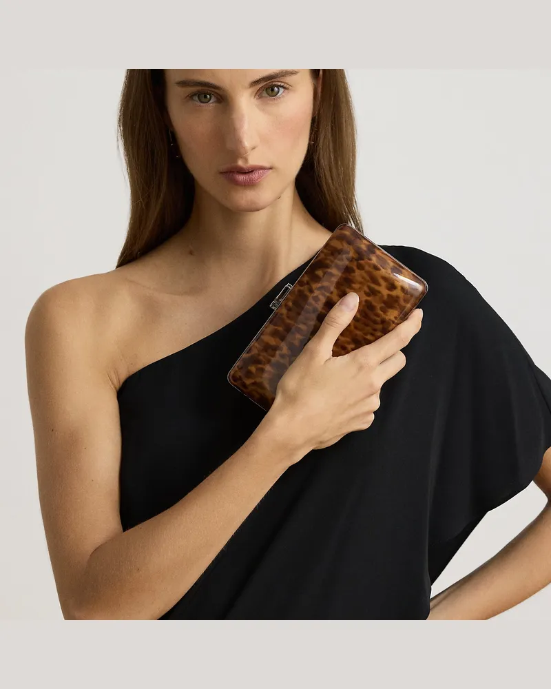 Ralph Lauren Kleine Clutch Franki aus Lackleder Brown