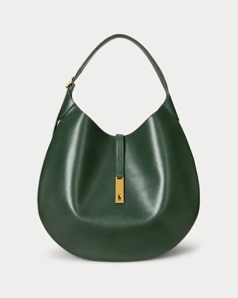 Ralph Lauren Große Schultertasche Polo ID aus Kalbsleder Green