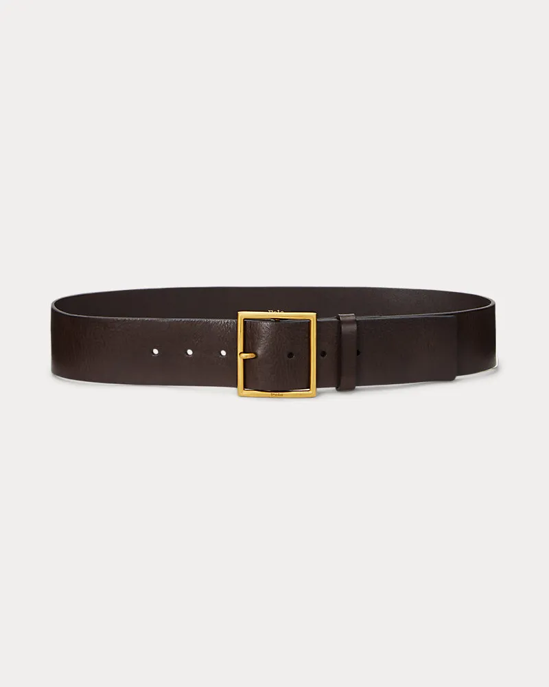 Ralph Lauren Breiter Ledergürtel mit eckiger Schnalle Brown