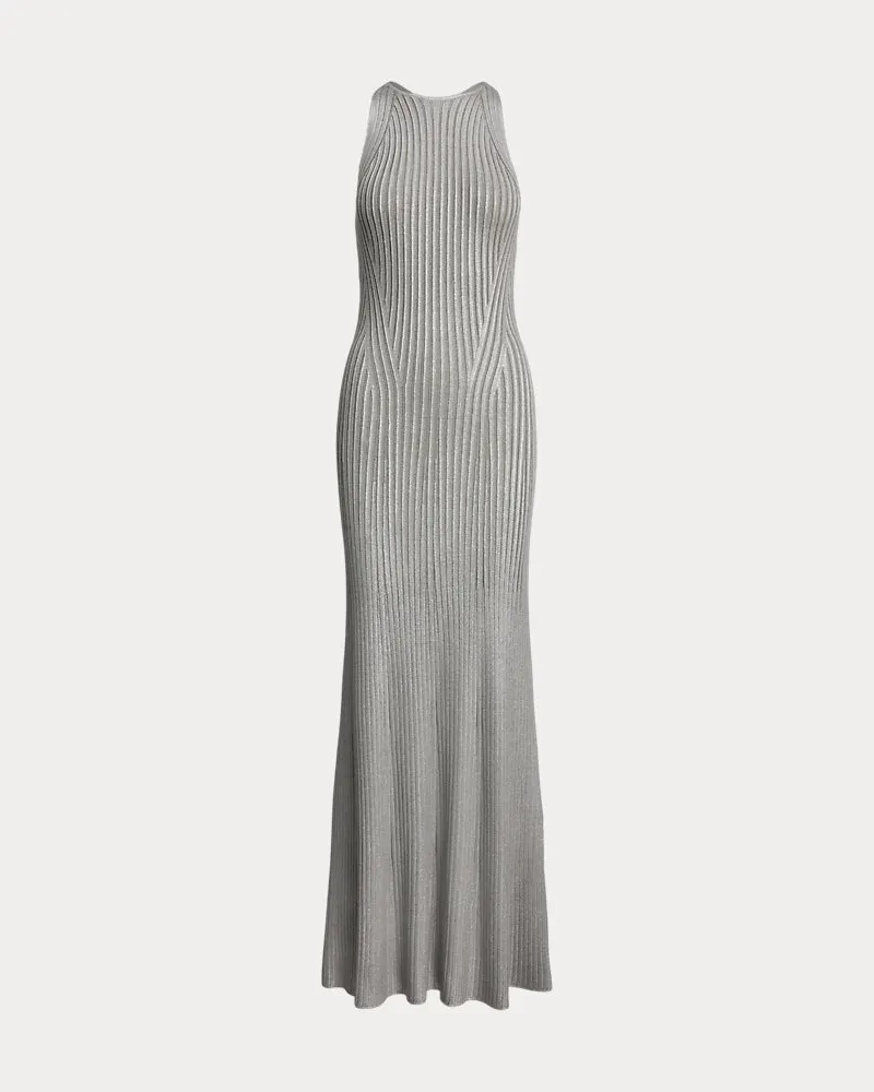 Ralph Lauren Ärmelloses Abendkleid mit Foliendruck Grey
