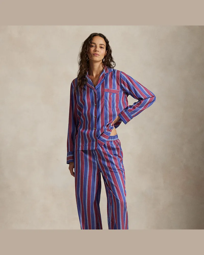Ralph Lauren Langärmliger Twill-Pyjama mit Streifen Red