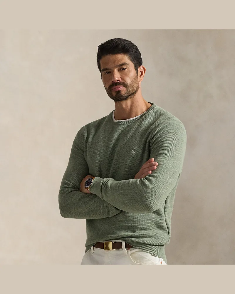 Ralph Lauren Große Größen - Rundhalspullover aus Baumwollpiqué Green