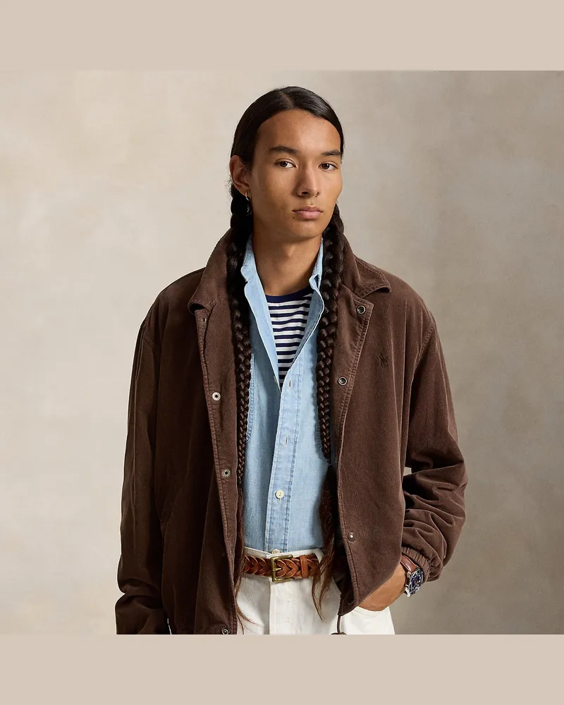 Ralph Lauren Coachjacke aus Kordsamt im Relaxed-Fit Brown