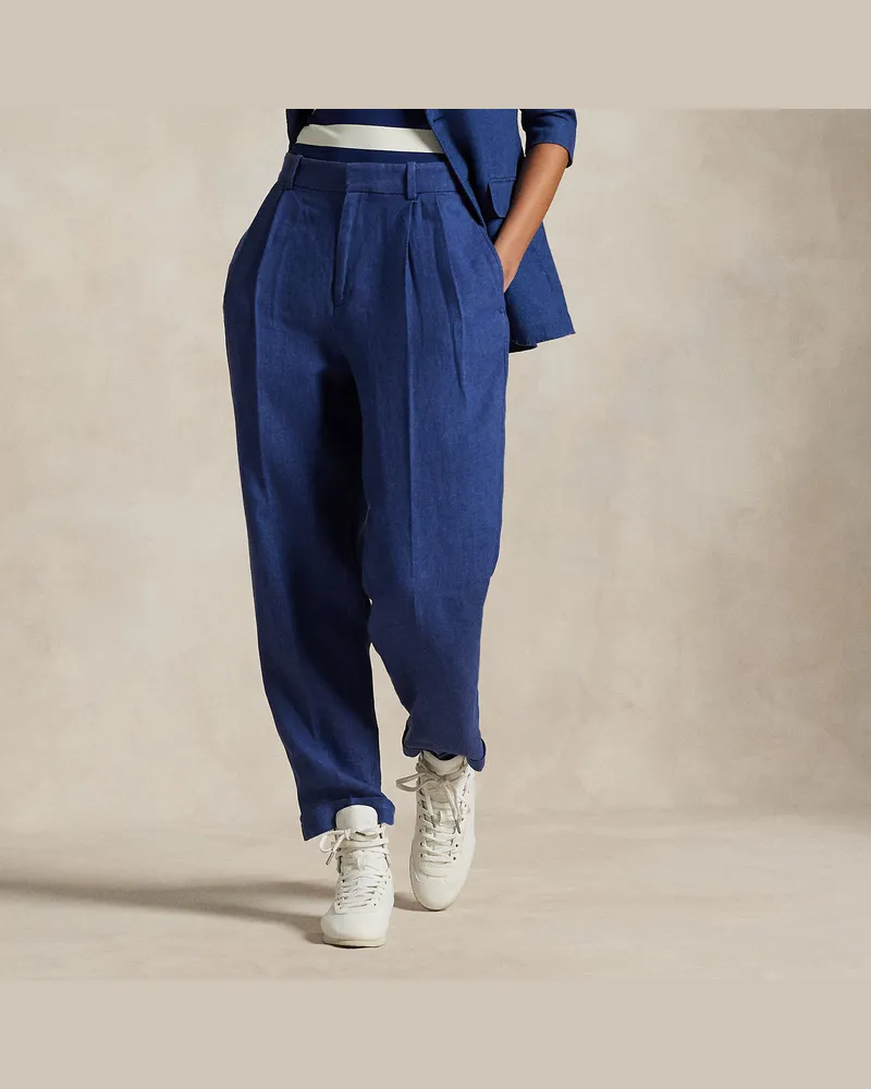 Ralph Lauren Tapered-Fit Bundfaltenhose aus Leinen Blue