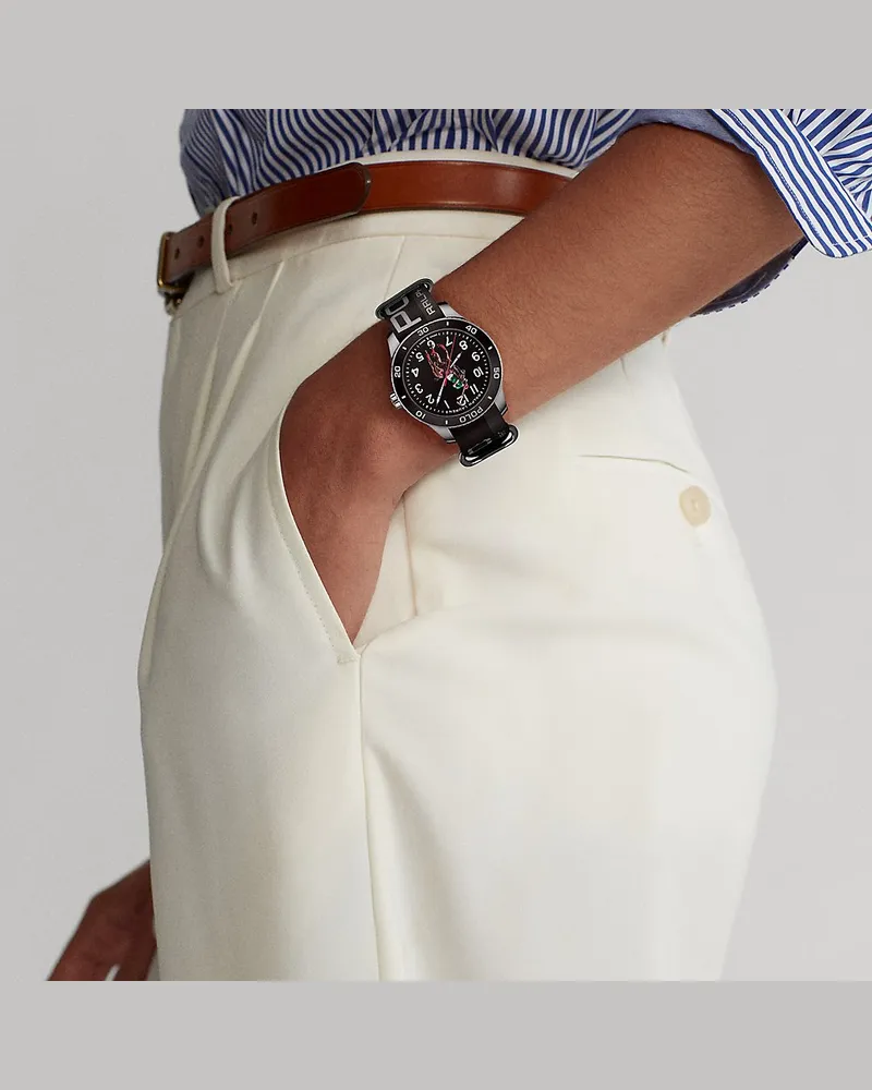 Ralph Lauren Polo-Armbanduhr in Schwarz Black