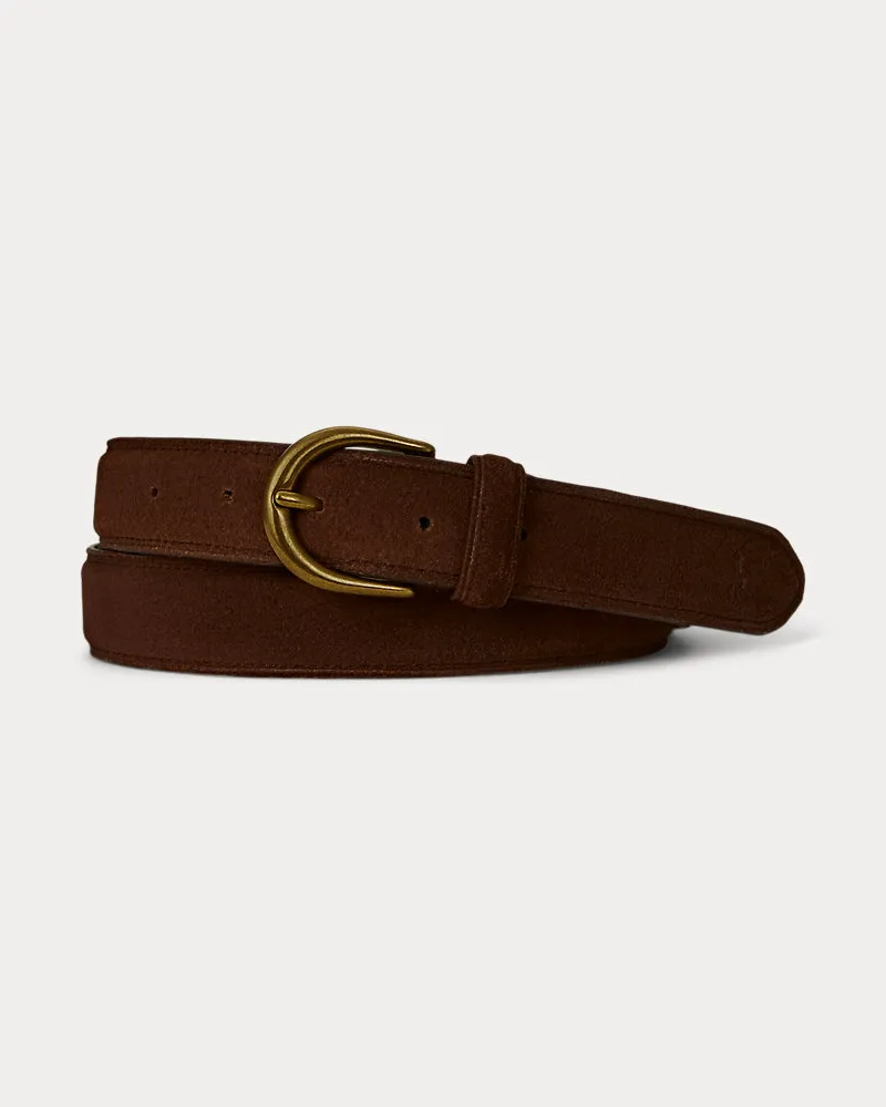 Ralph Lauren Wildledergürtel mit Messingschnalle Brown