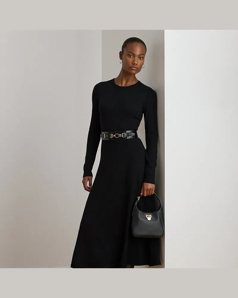 Ralph Lauren Rundhals-Pulloverkleid aus Wolle Black