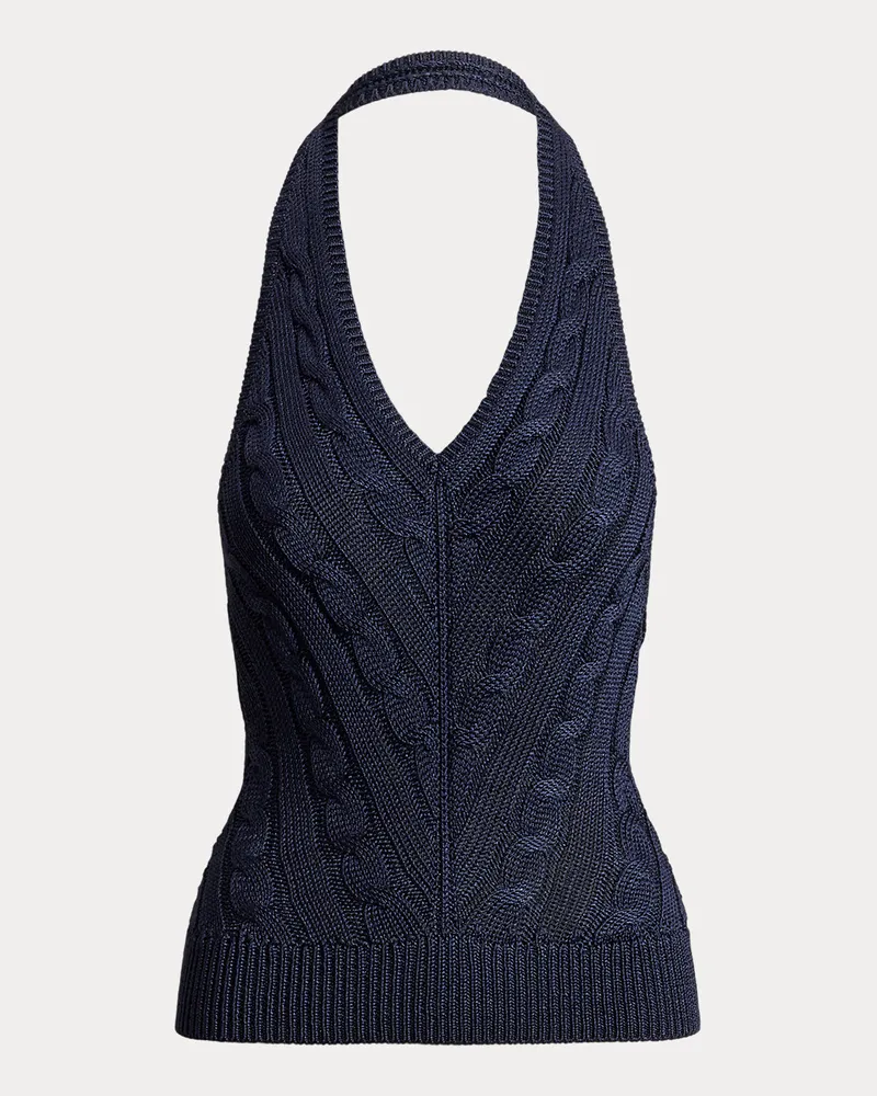 Ralph Lauren Seidenpullover mit Neckholder-Ausschnitt Blue