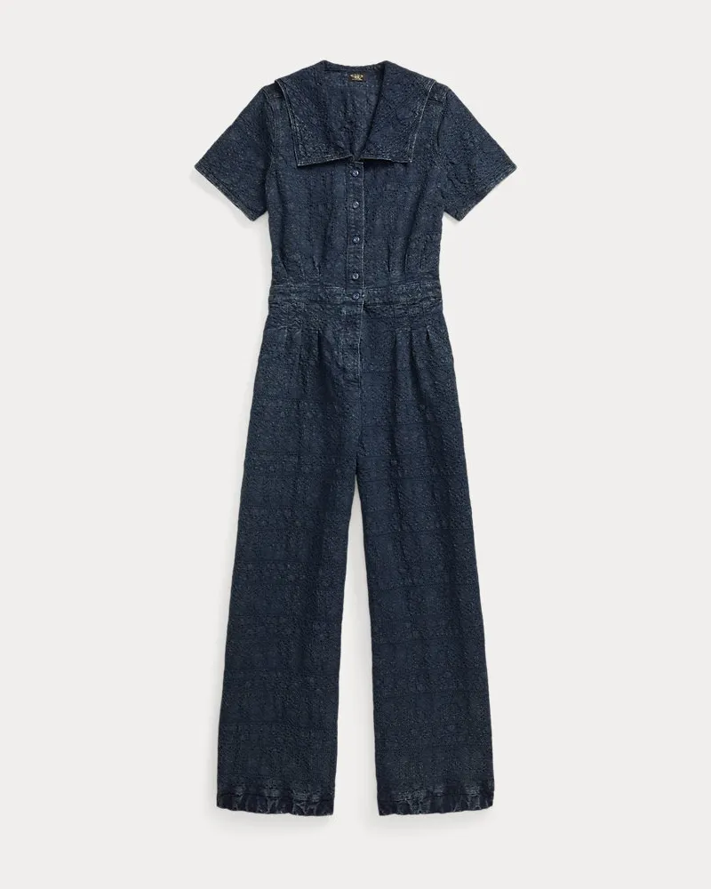 Ralph Lauren Jacquard-Jumpsuit in Indigo Blue