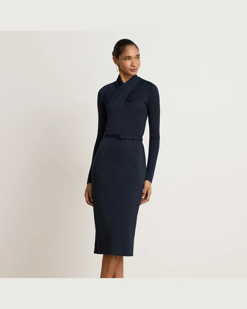 Ralph Lauren Kleid mit Gürtel und Halbrollkragen Blue