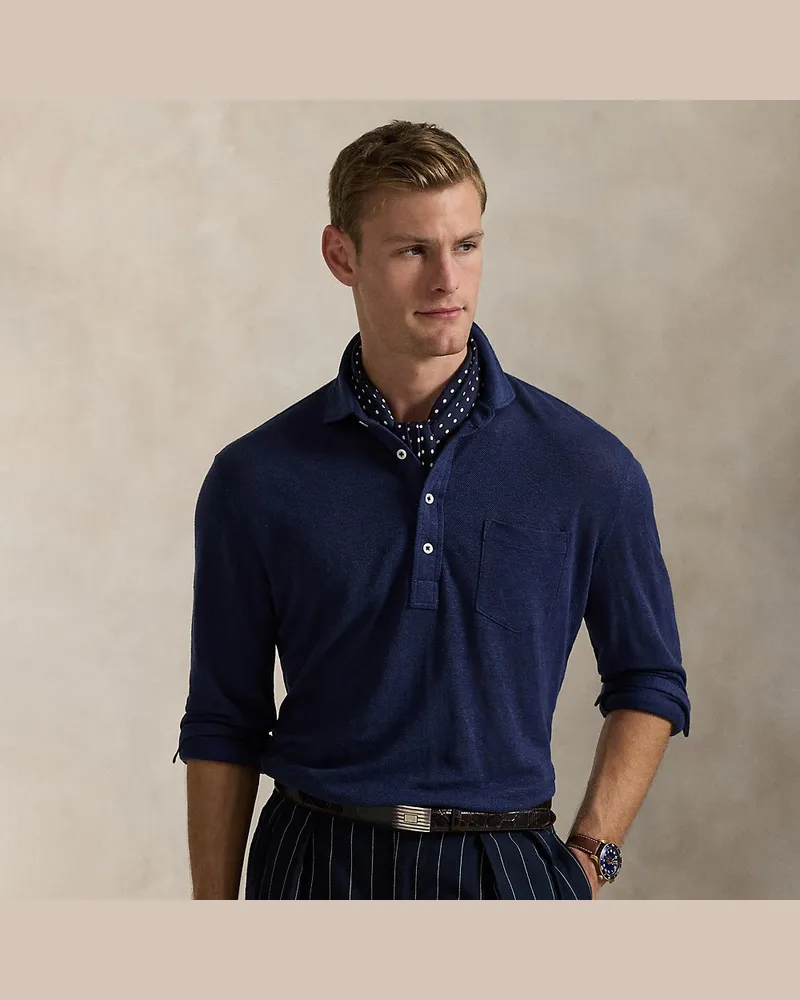 Ralph Lauren Poloshirt aus Leinen-Piqué Blue