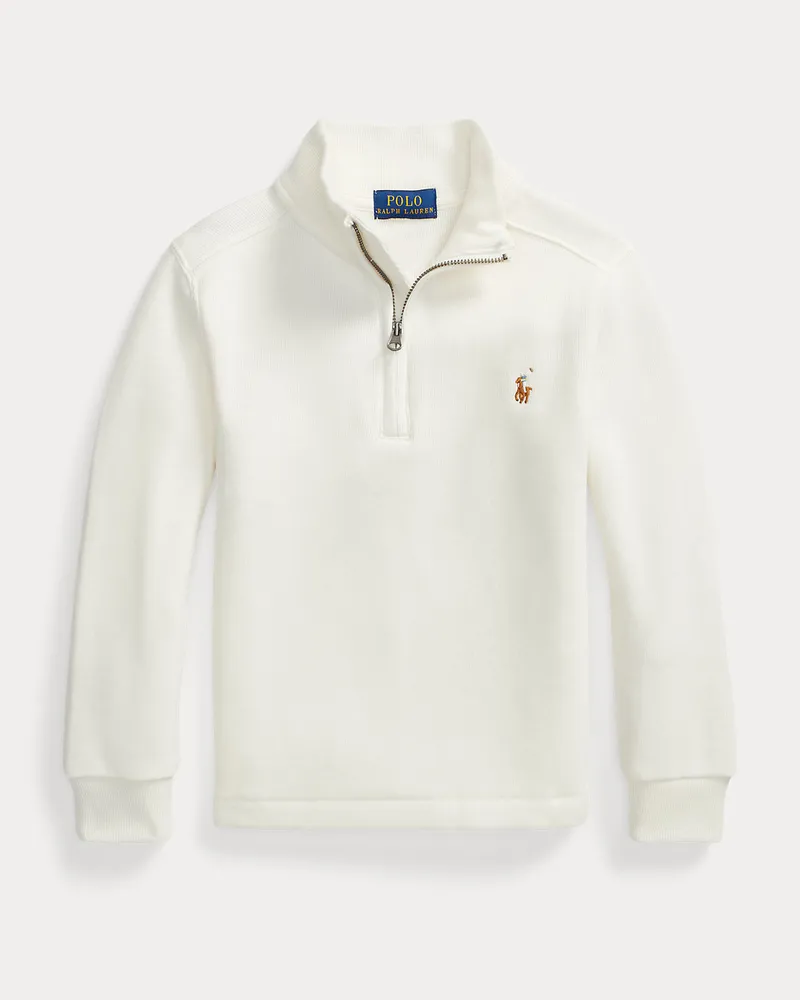 Ralph Lauren Gerippter Pullover mit Reißverschluss White