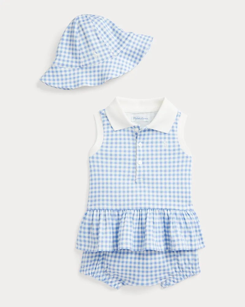 Ralph Lauren 3-teiliges Baumwoll-Set mit Gingankaro Blue