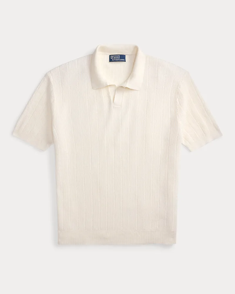 Ralph Lauren Leinenpullover mit Johnny-Kragen Cream