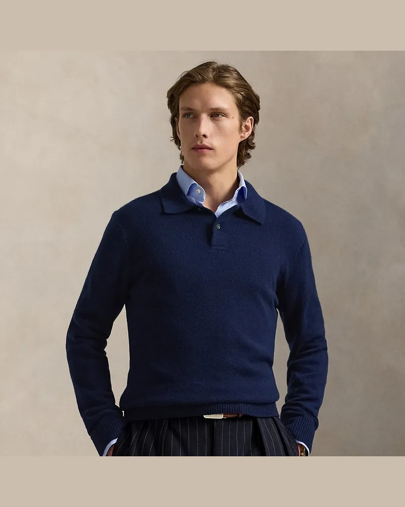 Ralph Lauren Kaschmirpullover mit Polokragen Blue