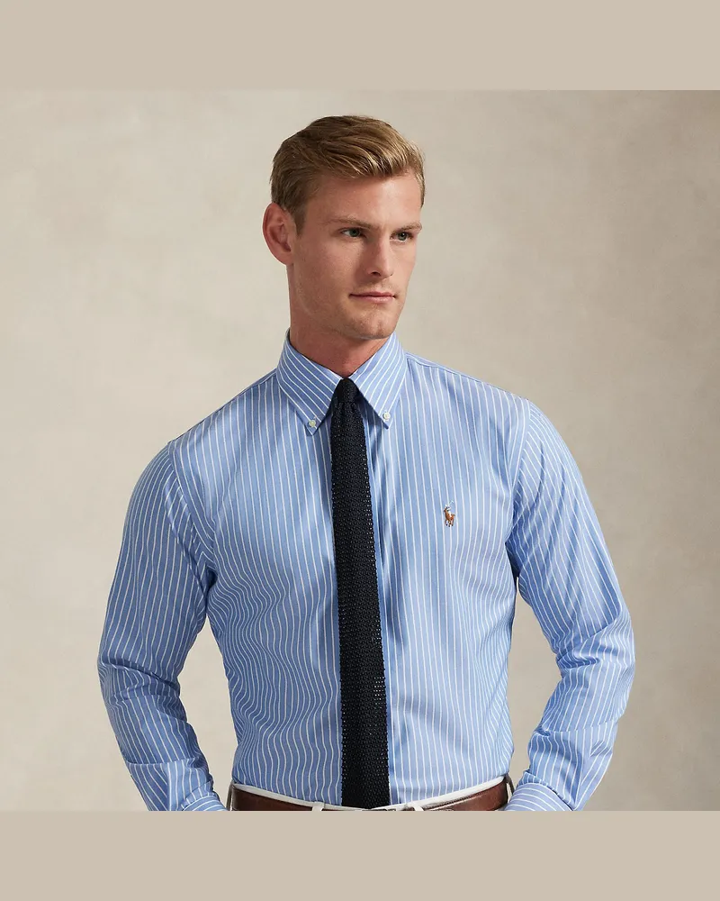 Ralph Lauren Gestreiftes Custom-Fit Oxfordhemd Blue