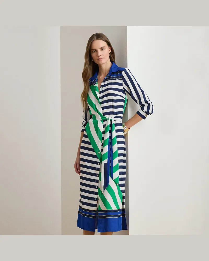 Ralph Lauren Crêpe-Hemdkleid mit Streifen Blue