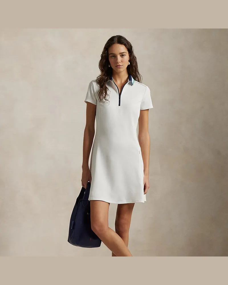 Ralph Lauren Polokleid mit Viertelreißverschluss White