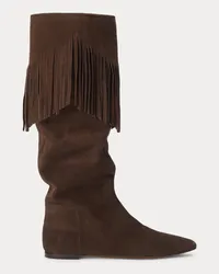 Ralph Lauren Wildlederstiefel mit Fransenbesatz Brown