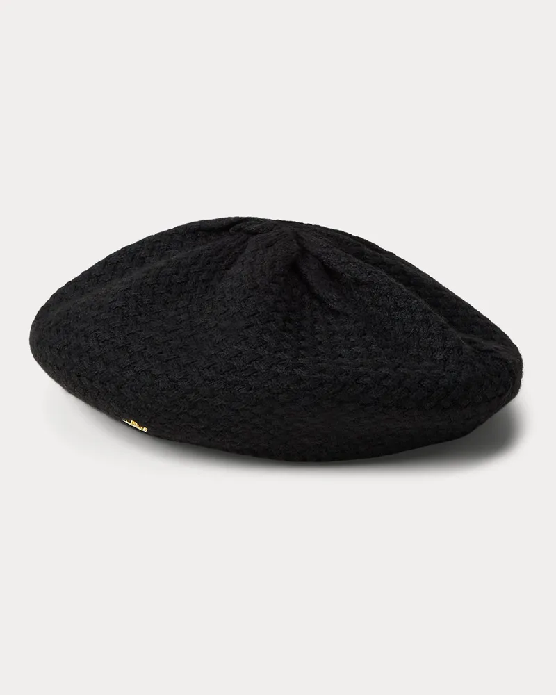 Ralph Lauren Baskenmütze mit Korbstrickmuster Black