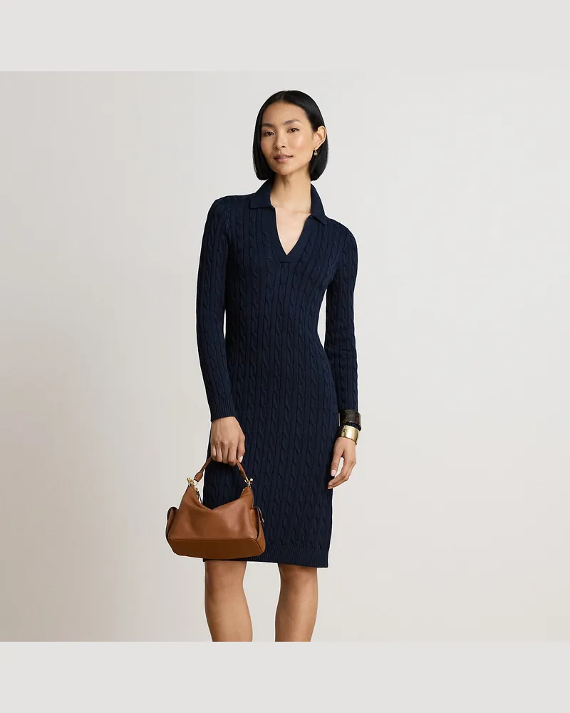 Ralph Lauren Pulloverkleid mit Zopfmuster Blue
