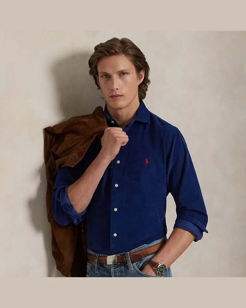 Ralph Lauren Custom-Fit Hemd aus Kordsamt Blue